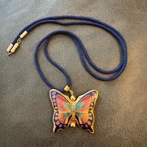 Cloisonné Butterfly Pendant Necklace